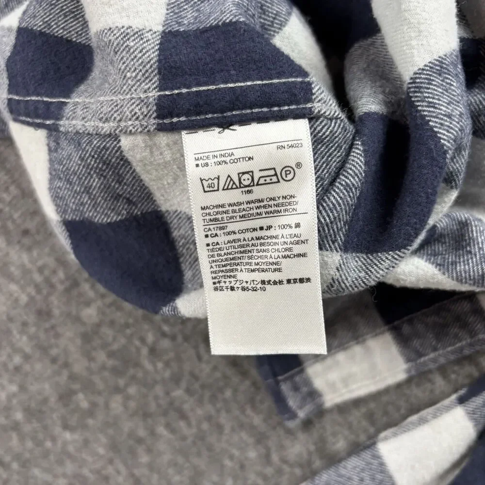 Banana Republic Flannel Shirt Men’s Medium Blue Buffalo Plaid 100% Cotton